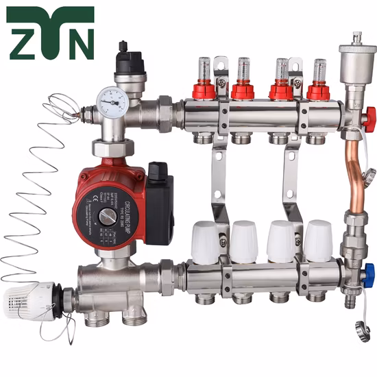 Factory Water Valved Stainless Steel Manifold Hosehold Radiant Floor Heating Manifold